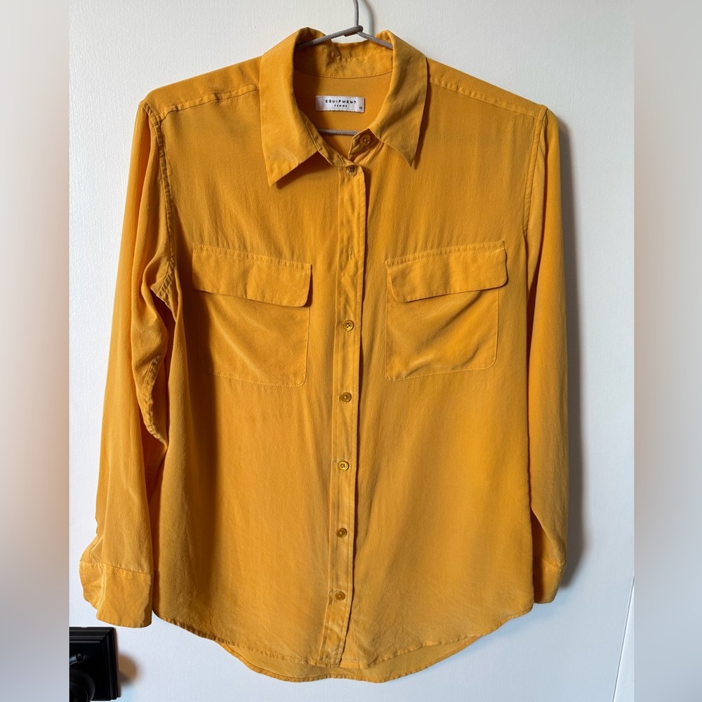 100% silk Equipment blouse (mustard/yellow colour)